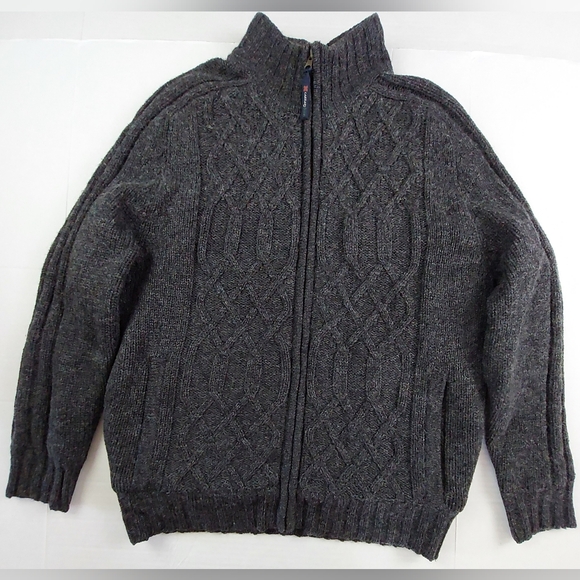 Carraig Donn Ireland Sweater Mens Large Charcoal Gray Full Zip Sherpa Lined